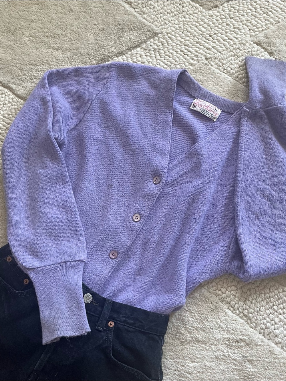 Vintage 1970s Lavender Knit Cardigan